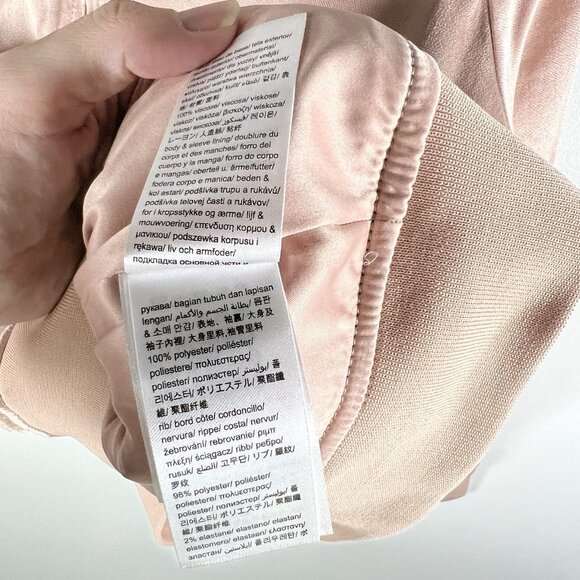 Calvin Klein Jeans Woman Puffy Satin Bomber Jacket Size Large Pink New With Tags - Picture 9 of 13